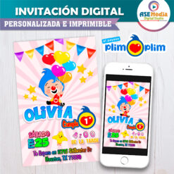 El Payaso Plim Plim Invitación Digital de Cumpleaños Mod 03