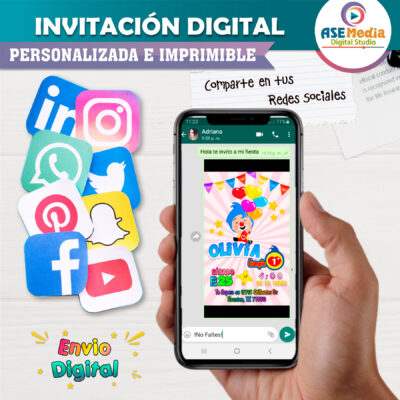 El Payaso Plim Plim Invitación Digital de Cumpleaños Mod 03
