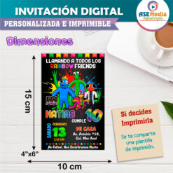 Rainbow Friends Invitación Digital de Cumpleaños Mod 04
