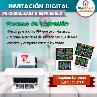 Rainbow Friends Invitación Digital de Cumpleaños Mod 04