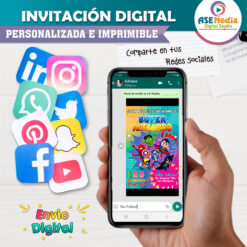 Súper Héroes Amigos Invitación Digital de Cumpleaños