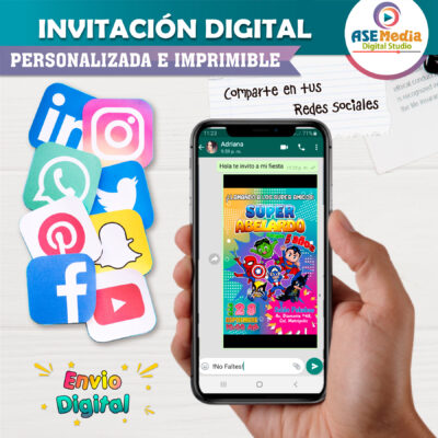 Súper Héroes Amigos Invitación Digital de Cumpleaños