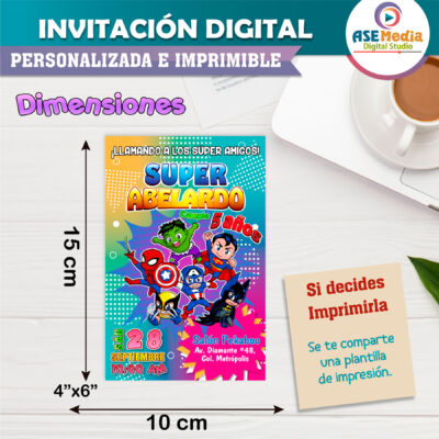 Súper Héroes Amigos Invitación Digital de Cumpleaños
