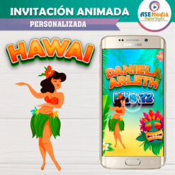 Cumpleaños Hawaiano Fiesta Hawai Video Invitación Animada para Cumpleaños