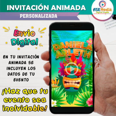 Cumpleaños Hawaiano Fiesta Hawai Video Invitación Animada para Cumpleaños