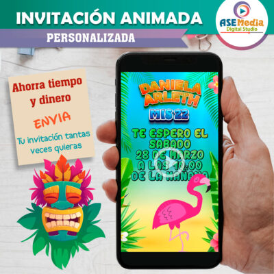Cumpleaños Hawaiano Fiesta Hawai Video Invitación Animada para Cumpleaños