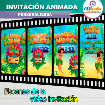 Cumpleaños Hawaiano Fiesta Hawai Video Invitación Animada para Cumpleaños