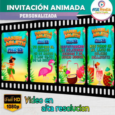 Cumpleaños Hawaiano Fiesta Hawai Video Invitación Animada para Cumpleaños