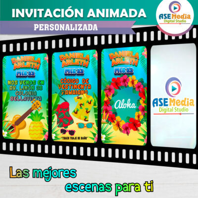 Cumpleaños Hawaiano Fiesta Hawai Video Invitación Animada para Cumpleaños