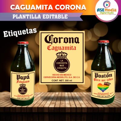 Etiqueta De Caguamita y mini Cartoncito Cerveza Corona Imprimibles y Plantilla Editable