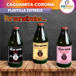 Etiqueta De Caguamita y mini Cartoncito Cerveza Corona Imprimibles y Plantilla Editable