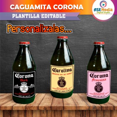 Etiqueta De Caguamita y mini Cartoncito Cerveza Corona Imprimibles y Plantilla Editable