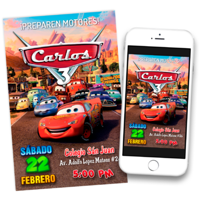Cars Invitación Digital de Cumpleaños