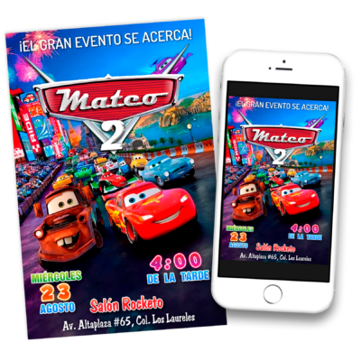 Cars Rayo McQueen Invitación Digital de Cumpleaños