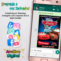 Cars Rayo McQueen y Mate Invitación Digital de Cumpleaños