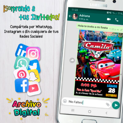Cars Racing Invitación Digital de Cumpleaños