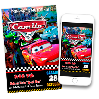 Cars Racing Invitación Digital de Cumpleaños