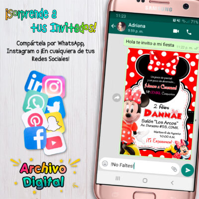 Minnie Mouse Invitación Digital de Cumpleaños
