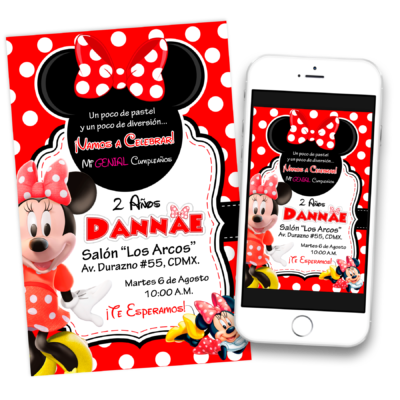Minnie Mouse Invitación Digital de Cumpleaños