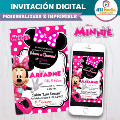 Minnie Mouse Pink Rosa Invitación Digital de Cumpleaños