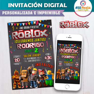 Roblox Invitación Digital de Cumpleaños