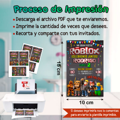 Roblox Invitación Digital de Cumpleaños
