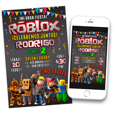 Roblox Invitación Digital de Cumpleaños