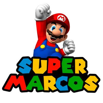Mario Bros Saltando Logo Personalizado con Nombre para Cumpleaños