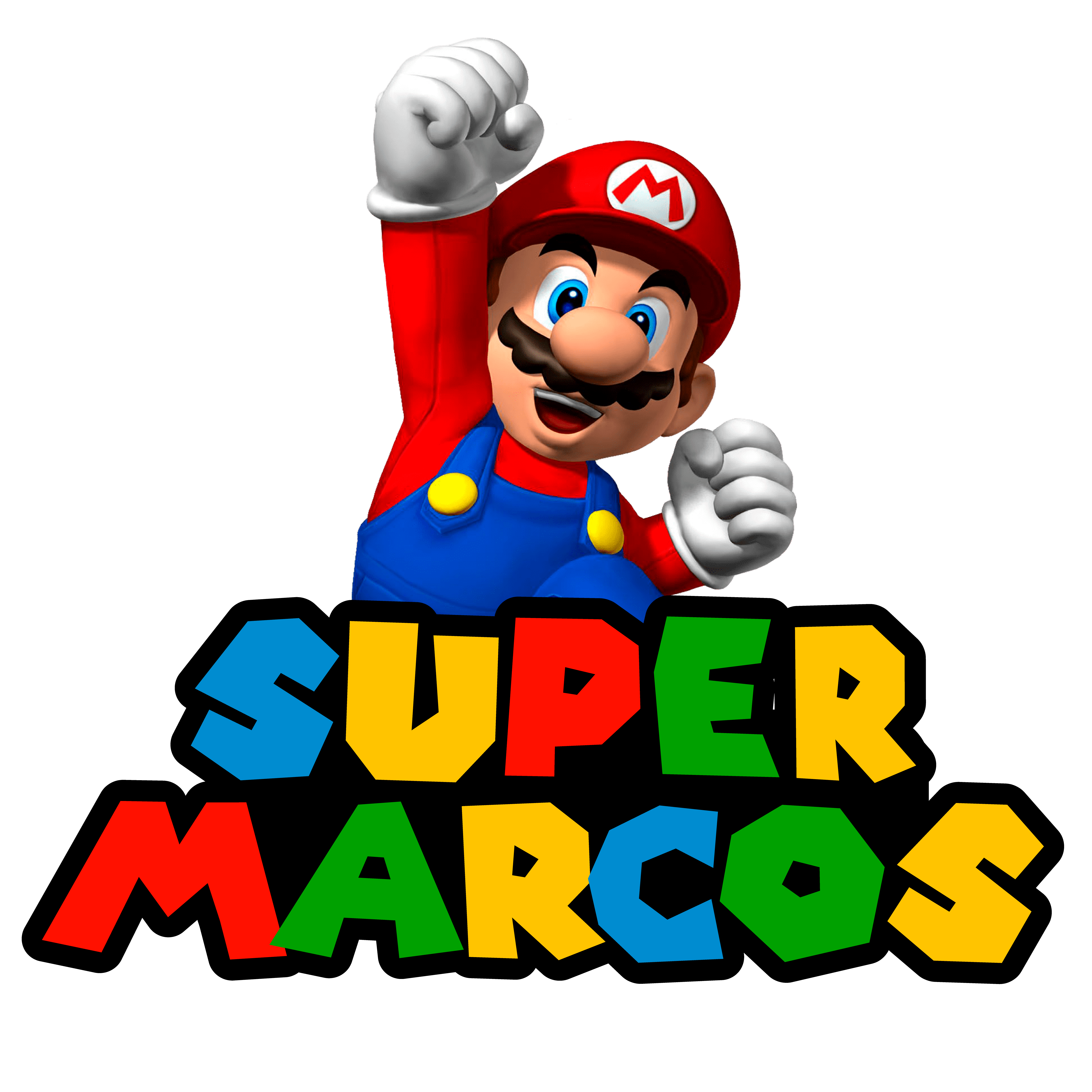Mario Bros Saltando Logo Personalizado con Nombre para Cumpleaños