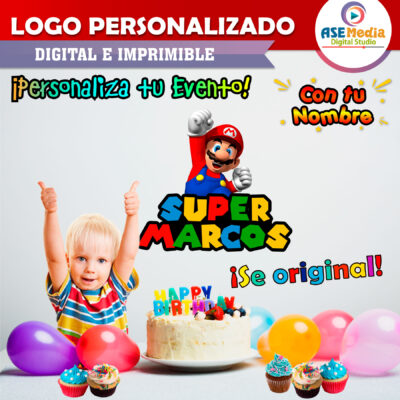 Mario Bros Saltando Logo Personalizado con Nombre para Cumpleaños - Imagen 3