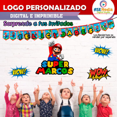 Mario Bros Saltando Logo Personalizado con Nombre para Cumpleaños - Imagen 5