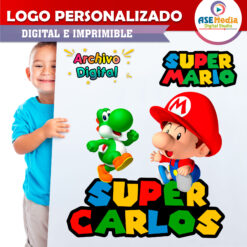 Alternative view of Baby Mario Bros Logo Personalizado con Nombre para Cumpleaños