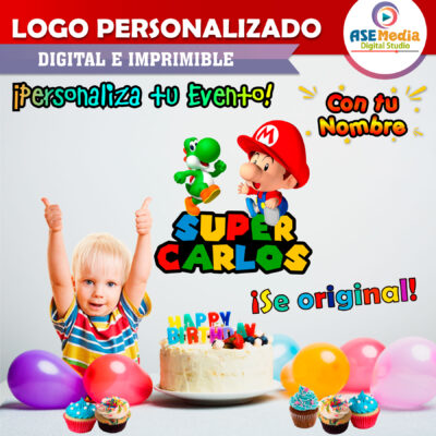 Baby Mario Bros Logo Personalizado con Nombre para Cumpleaños - Imagen 3