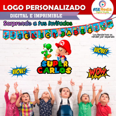 Baby Mario Bros Logo Personalizado con Nombre para Cumpleaños - Imagen 5