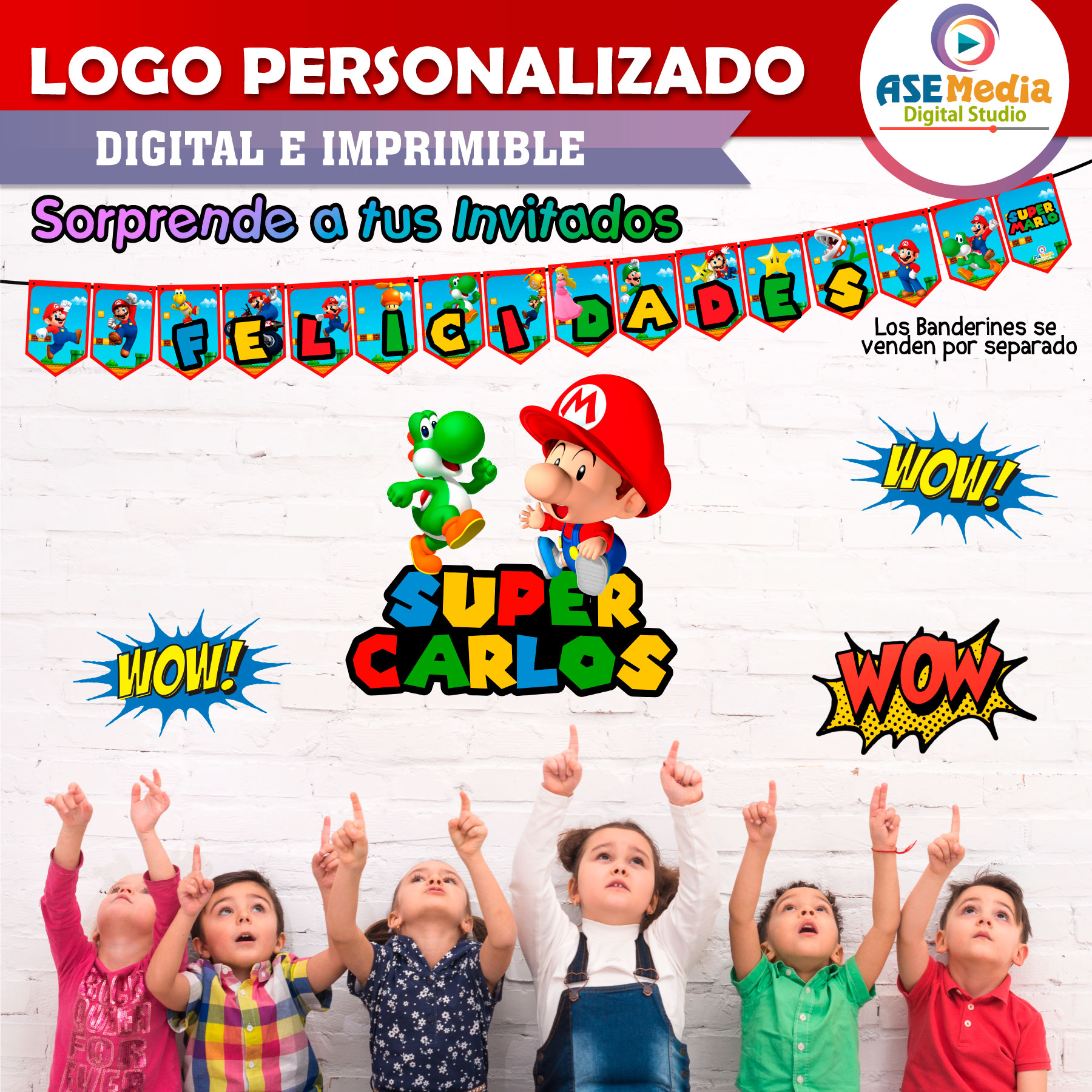 Baby Mario Bros Logo Personalizado con Nombre para Cumpleaños - Imagen 5