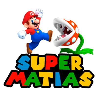 Mario Bros y Planta Piraña Logo Personalizado con Nombre para Cumpleaños