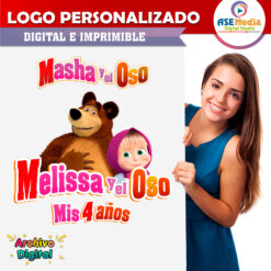 Alternative view of Masha y El Oso Logo Personalizado con Nombre para Cumpleaños