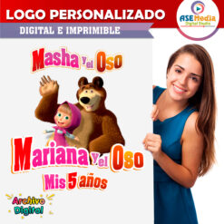 Alternative view of Masha y El Oso Logo Personalizado con Nombre para Cumpleaños Mod 03