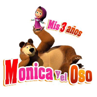 Masha y El Oso Logo Personalizado con Nombre para Cumpleaños Mod 04
