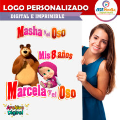 Alternative view of Masha y El Oso Logo Personalizado con Nombre para Cumpleaños Mod 05