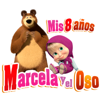 Masha y El Oso Logo Personalizado con Nombre para Cumpleaños Mod 05