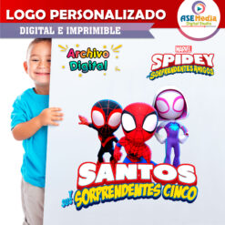Alternative view of Spidey y sus Sorprendentes Amigos Spiderman Logo Personalizado con Nombre para Cumpleaños Mod 02