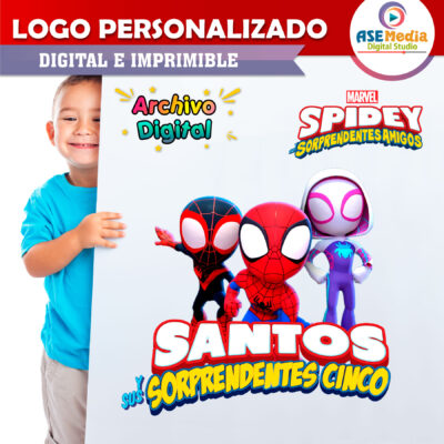 Alternative view of Spidey y sus Sorprendentes Amigos Spiderman Logo Personalizado con Nombre para Cumpleaños Mod 02