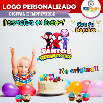 Spidey y sus Sorprendentes Amigos Spiderman Logo Personalizado con Nombre para Cumpleaños Mod 02 - Imagen 3