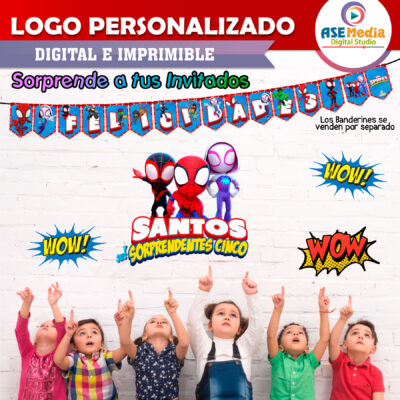 Spidey y sus Sorprendentes Amigos Spiderman Logo Personalizado con Nombre para Cumpleaños Mod 02 - Imagen 5
