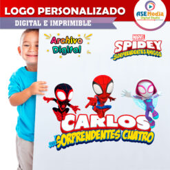 Alternative view of Spidey y sus Sorprendentes Amigos Spiderman Logo Personalizado con Nombre para Cumpleaños Mod 03