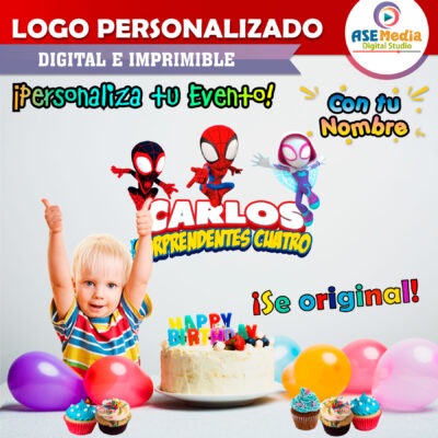 Spidey y sus Sorprendentes Amigos Spiderman Logo Personalizado con Nombre para Cumpleaños Mod 03 - Imagen 3