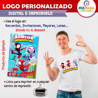 Spidey y sus Sorprendentes Amigos Spiderman Logo Personalizado con Nombre para Cumpleaños Mod 03 - Imagen 4