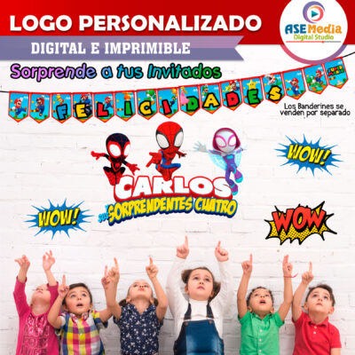 Spidey y sus Sorprendentes Amigos Spiderman Logo Personalizado con Nombre para Cumpleaños Mod 03 - Imagen 5