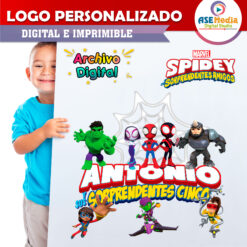 Alternative view of Spidey y sus Sorprendentes Amigos y Enemigos Logo Personalizado con Nombre para Cumpleaños